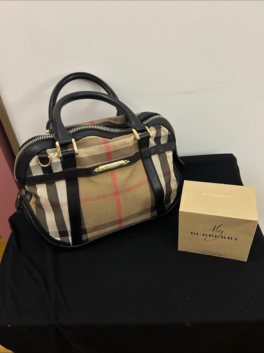 ✅Flash Sale One Day Burberry Black & Beige Check Canvas Satchel🌟